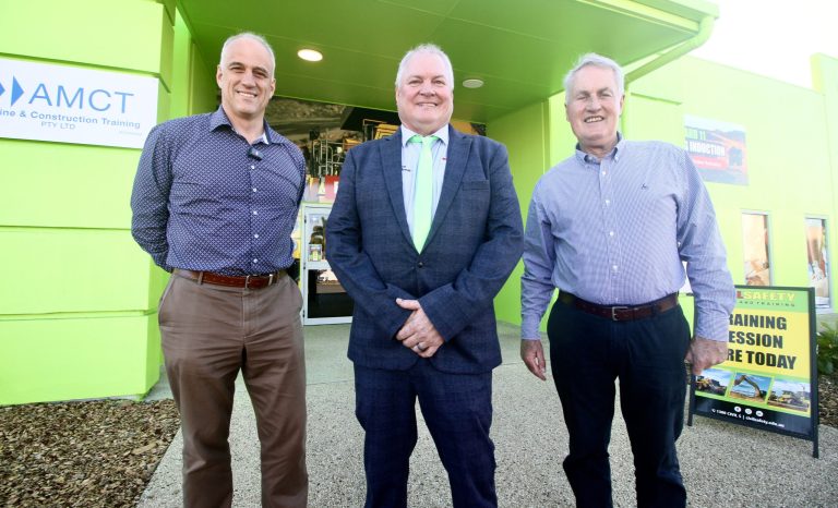 Civil Safety CEO Robert Kerridge with Nigel Dalton, Mp (left) and Mackay Mayor Greg Willamson (right)