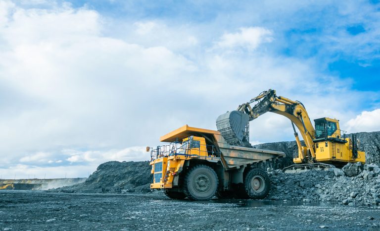 Work,Of,Trucks,And,The,Excavator,In,An,Open,Pit